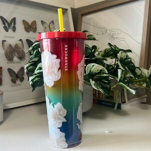Rainbow floral tumbler